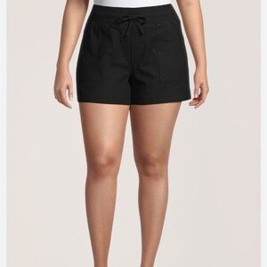 Denver Hayes Black Linen Blend Casual Shorts With Draw String Size: 14